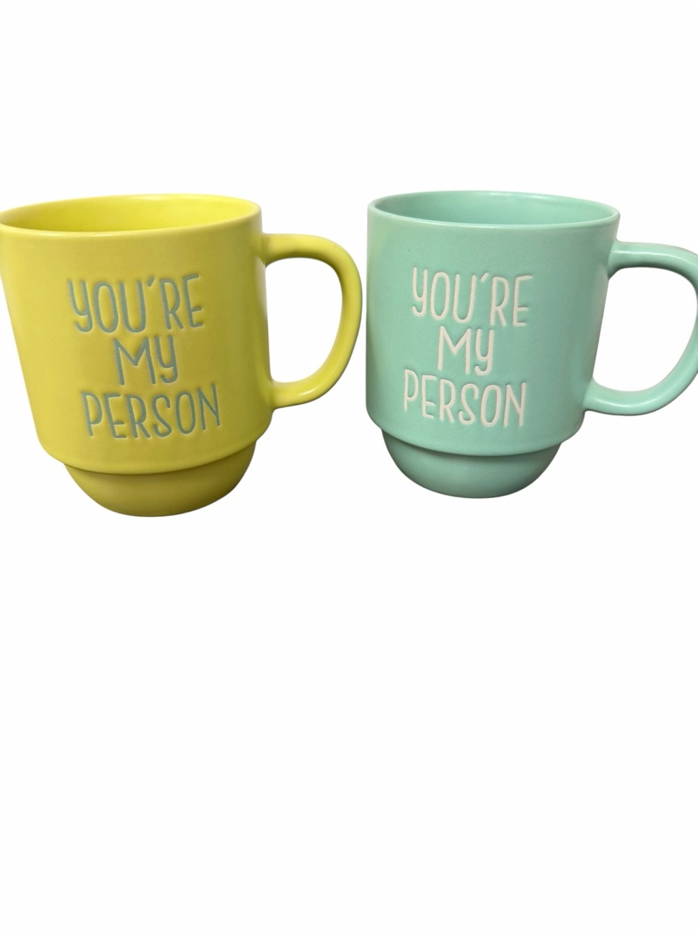Set of 2 "You're My Person" Mugs Yellow and Mint